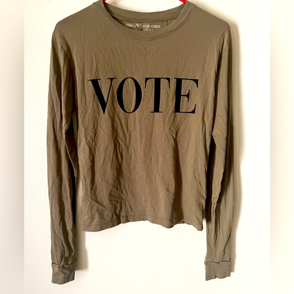 Olive Colored “Vote” Long-Sleeved Shirt